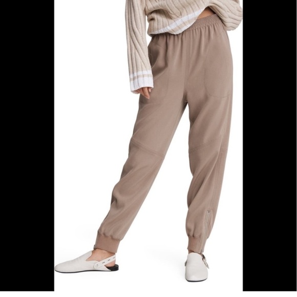 Rag & Bone Joggers Side Zip Cuff Tan Beige Sz S - Picture 1 of 9